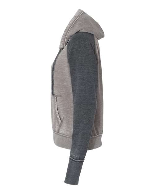 J America JA8926 Ladies' Zen Contrast Pullover Hooded Sweatshirt #color_CEMENT/ DK SMOKE