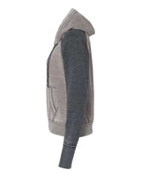 J America JA8926 Ladies' Zen Contrast Pullover Hooded Sweatshirt #color_CEMENT/ DK SMOKE