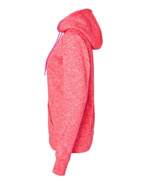 J America JA8616 Ladies' Cosmic Contrast Fleece Hooded Sweatshirt #color_FRE CRL FLK/ MAG