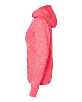 J America JA8616 Ladies' Cosmic Contrast Fleece Hooded Sweatshirt #color_FRE CRL FLK/ MAG