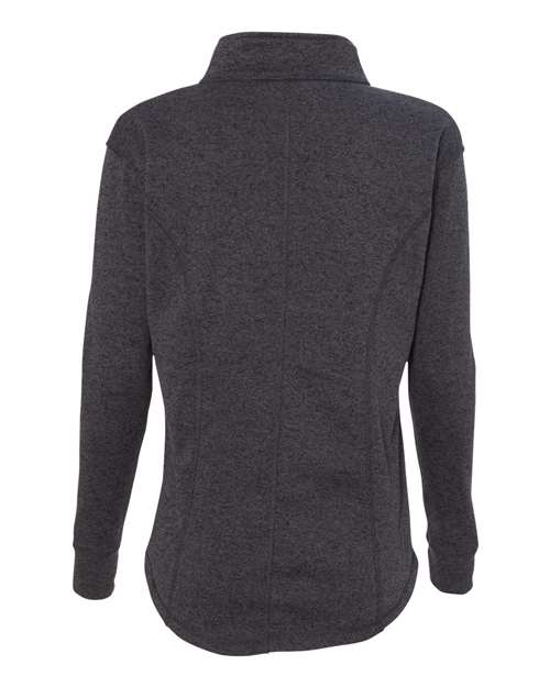 J America JA8617 Ladies' Cosmic Fleece Quarter-Zip #color_ONYX/ ELC BLUE