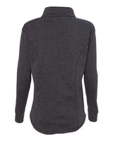 J America JA8617 Ladies' Cosmic Fleece Quarter-Zip #color_ONYX/ ELC BLUE