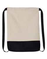 Liberty Bags 8876 Cape Cod Cotton Drawstring Backpack #color_NATURAL/ NAVY
