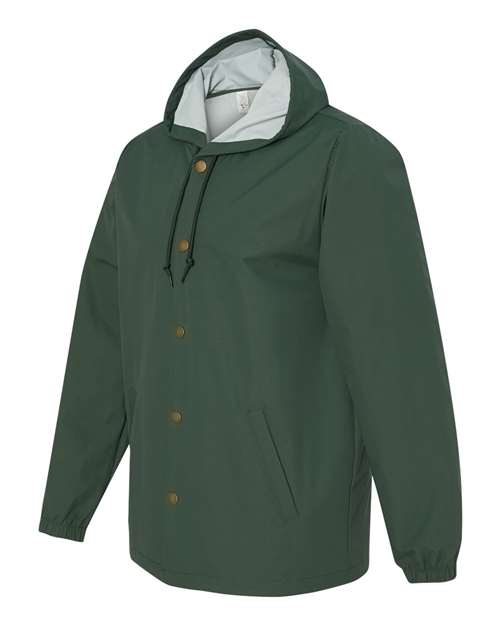 Independent Trading Co. EXP95NB Water-Resistant Hooded Windbreaker #color_Forest Green