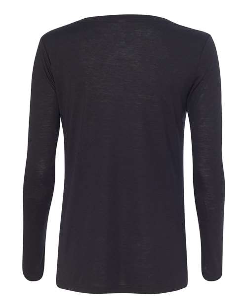 Bella + Canvas 8855 Ladies' Flowy Long-Sleeve V-Neck #color_BLACK