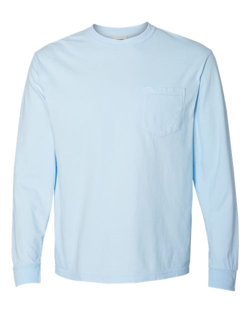 Comfort Colors C4410 Adult Heavyweight RSLong-Sleeve Pocket T-Shirt #color_CHAMBRAY