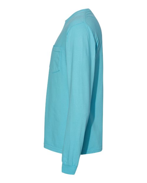 Comfort Colors C4410 Adult Heavyweight RSLong-Sleeve Pocket T-Shirt #color_LAGOON BLUE