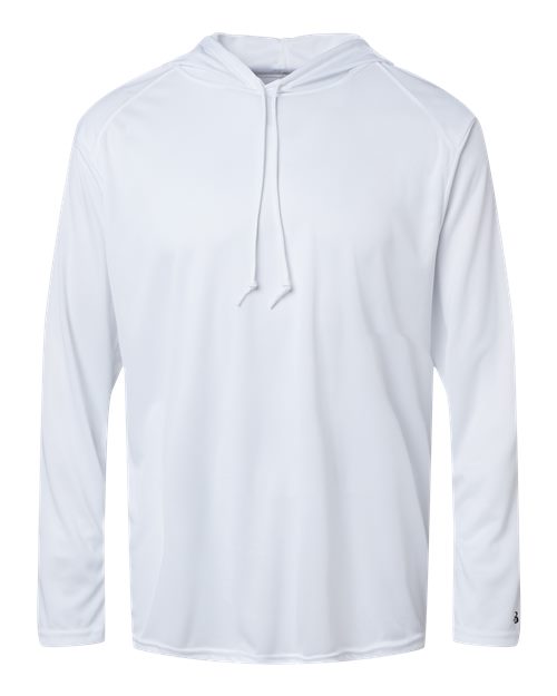 Badger 4105 B-Core Hooded Long Sleeve T-Shirt #color_White