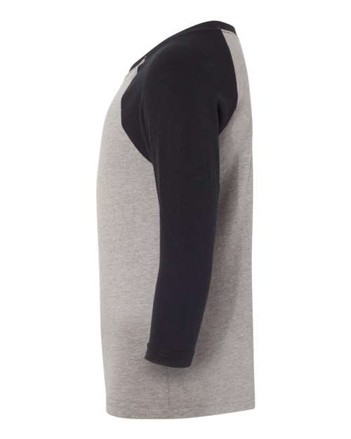 Next Level 3352 Youth CVC 3/4-Sleeve Raglan #color_BLK/ DK GRY HTHR