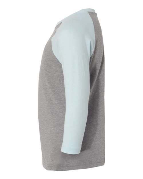 Next Level 3352 Youth CVC 3/4-Sleeve Raglan #color_ICE BL/ D HTR GR