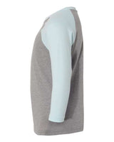 Next Level 3352 Youth CVC 3/4-Sleeve Raglan #color_ICE BL/ D HTR GR