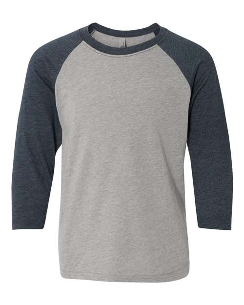 Next Level 3352 Youth CVC 3/4-Sleeve Raglan #color_MD NY/ D HTR GRY