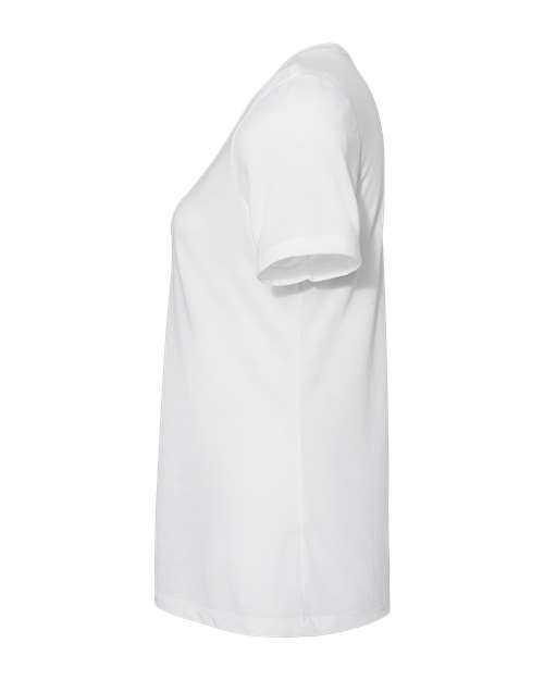 Bella + Canvas 6405 Ladies' Relaxed Jersey V-Neck T-Shirt #color_SOLID WHT TRBLND