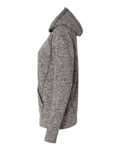 J America JA8616 Ladies' Cosmic Contrast Fleece Hooded Sweatshirt #color_CHARCOL FLK/ BLK