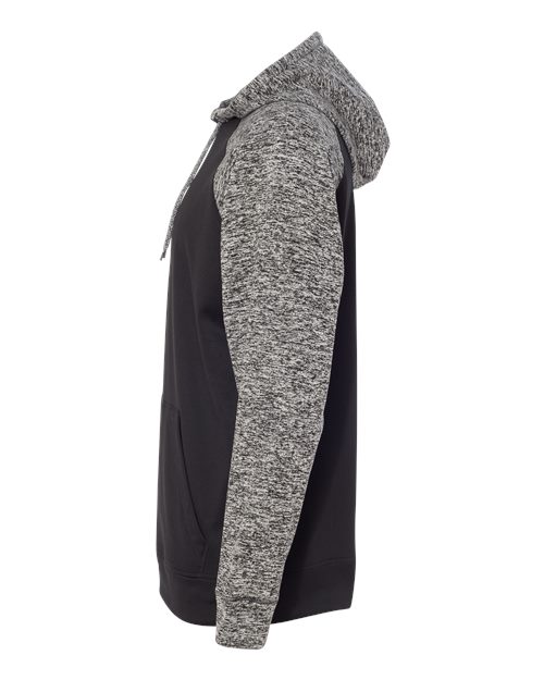 J America JA8612 Adult Colorblock Cosmic Pullover Hooded Sweatshirt #color_BLCK/ CHRCL FLK