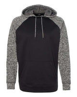 J America JA8612 Adult Colorblock Cosmic Pullover Hooded Sweatshirt #color_BLCK/ CHRCL FLK