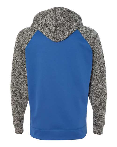 J America JA8612 Adult Colorblock Cosmic Pullover Hooded Sweatshirt #color_ROYL/ CHRCL FLK