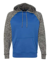 J America JA8612 Adult Colorblock Cosmic Pullover Hooded Sweatshirt #color_ROYL/ CHRCL FLK