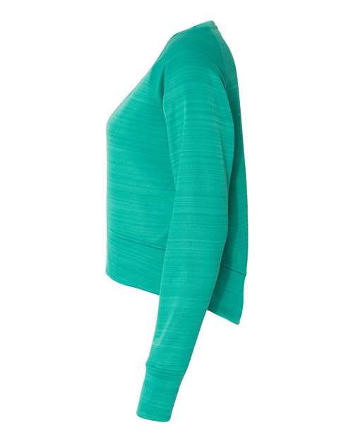 J America JA8663 Ladies' Odyssey Striped Poly Fleece Hi-Lo Crew #color_DYNASTY GRN STRP