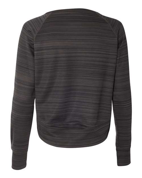 J America JA8663 Ladies' Odyssey Striped Poly Fleece Hi-Lo Crew #color_GRANITE STRIPE