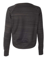 J America JA8663 Ladies' Odyssey Striped Poly Fleece Hi-Lo Crew #color_GRANITE STRIPE