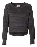 J America JA8663 Ladies' Odyssey Striped Poly Fleece Hi-Lo Crew #color_GRANITE STRIPE