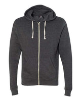 J America JA8872 Adult Triblend Full-Zip Fleece Hooded Sweatshirt #color_BLACK TRIBLEND