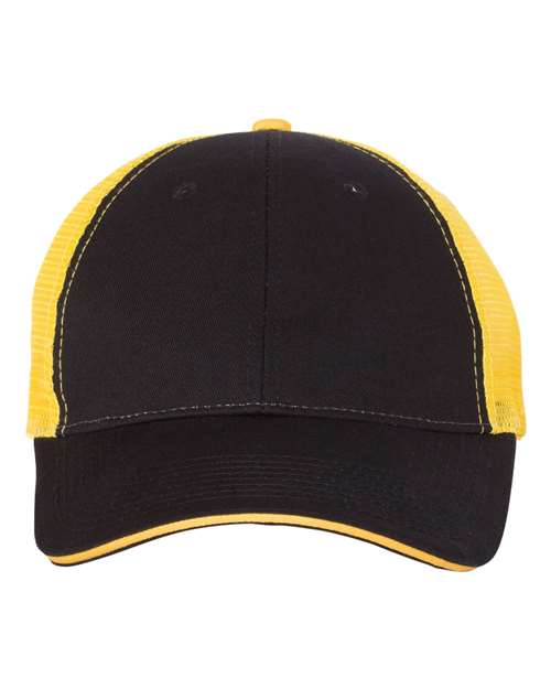 Valucap S102 Sandwich Trucker Cap #color_Black/ Gold