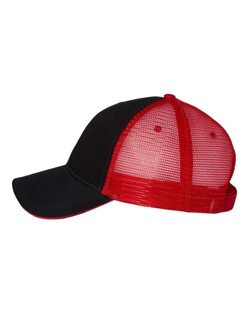 Valucap S102 Sandwich Trucker Cap #color_Black/ Red