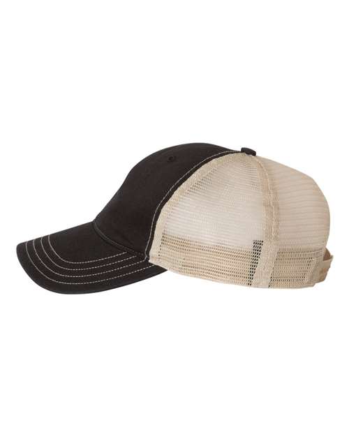 Richardson 111 Garment-Washed Trucker Cap #color_Black/ Khaki