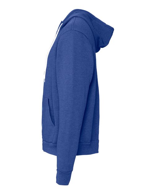 Bella + Canvas 3739 Unisex Poly-Cotton Fleece Full-Zip Hooded Sweatshirt #color_HEATHER TRU ROYL