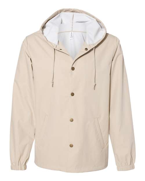 Independent Trading Co. EXP95NB Water-Resistant Hooded Windbreaker #color_Classic Khaki