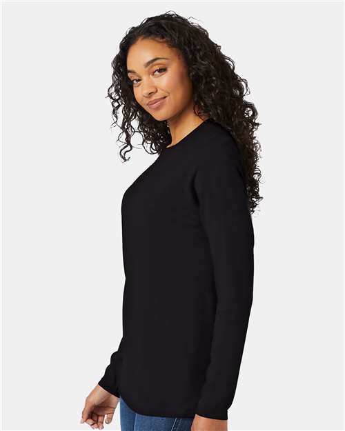 Hanes 498L Adult Nano-T Long-Sleeve T-Shirt #color_BLACK