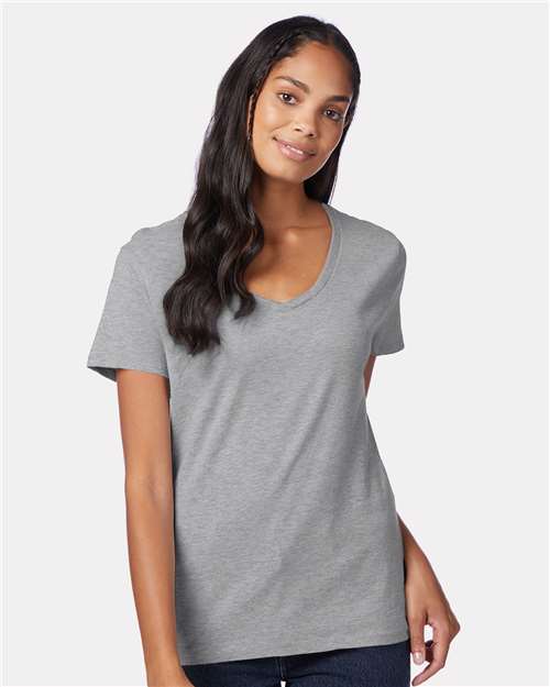 Hanes S04V Ladies' Nano-T V-Neck T-Shirt #color_LIGHT STEEL