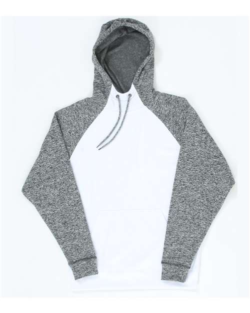 J America JA8612 Adult Colorblock Cosmic Pullover Hooded Sweatshirt #color_WHITE/ CHRCL FLK