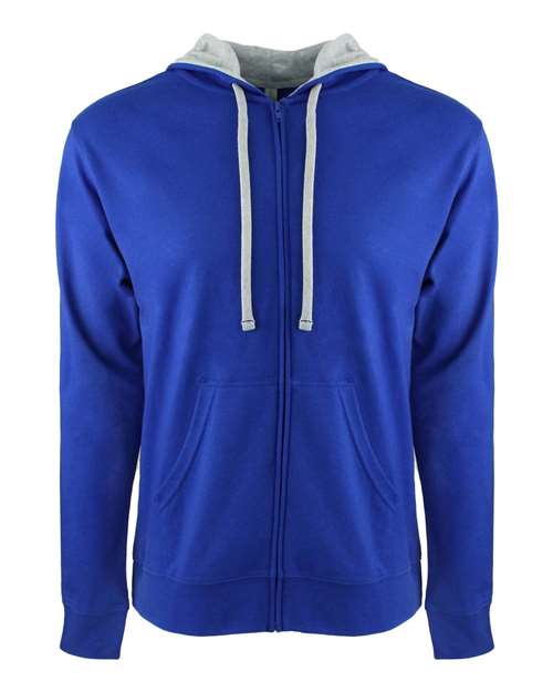 Next Level 9601 Adult French Terry Zip Hoodie #color_ROYAL/ HTHR GRAY