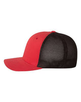 Flexfit 6511 Adult 6-Panel Trucker Hat #color_RED/ BLACK