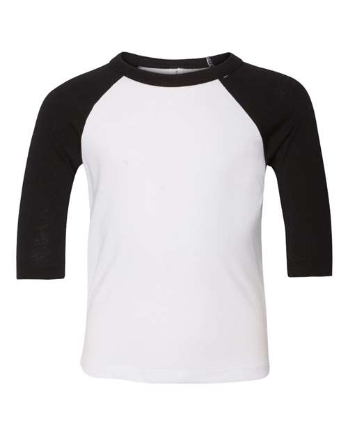 Bella + Canvas 3200T Toddler 3/4-Sleeve Baseball T-Shirt #color_WHITE/ BLACK