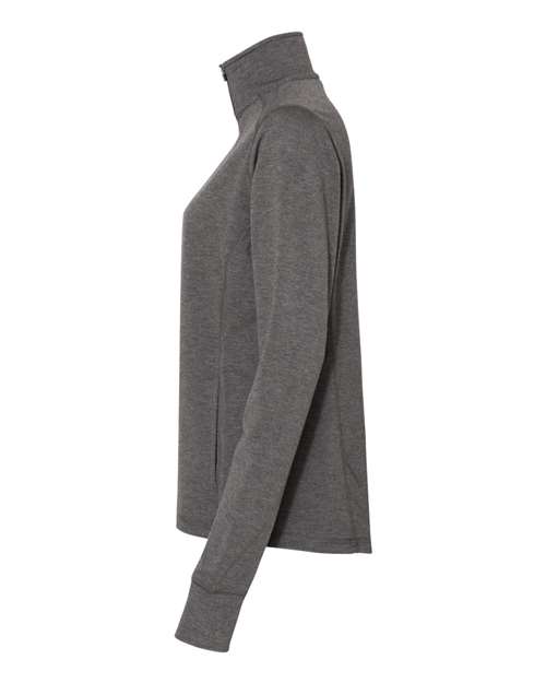 J America JA8433 Ladies' Omega Stretch Quarter-Zip #color_CHARCOAL TRBLND