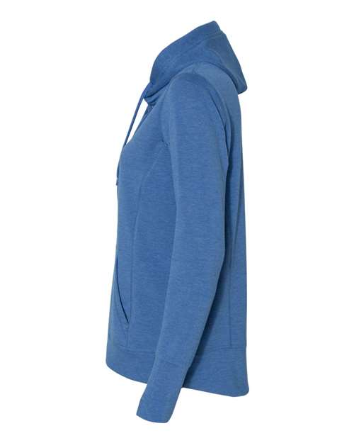 J America JA8431 Ladies' Omega Stretch Snap-Placket Hooded Sweatshirt #color_ROYAL TRIBLEND