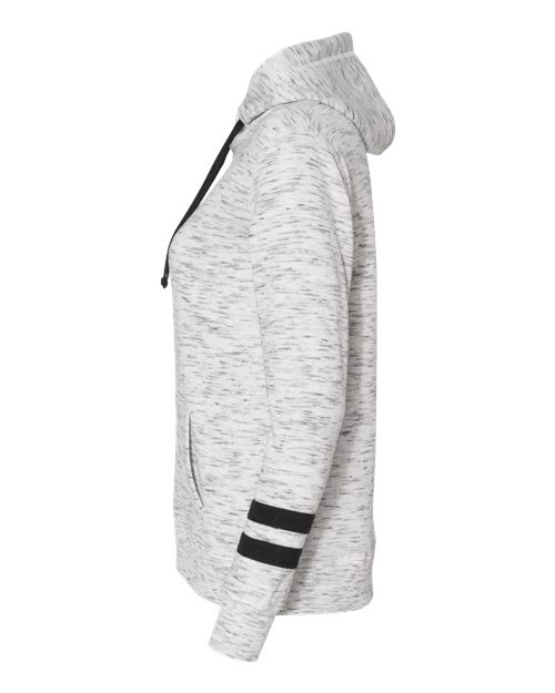 J America JA8674 Ladies' Melange Scuba Neck Sweatshirt #color_WHITE/ BLACK