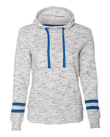 J America JA8674 Ladies' Melange Scuba Neck Sweatshirt #color_WHITE/ ROYAL