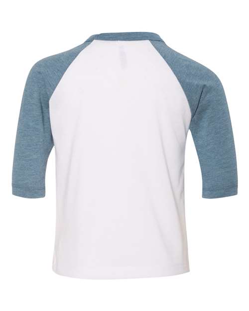 Bella + Canvas 3200T Toddler 3/4-Sleeve Baseball T-Shirt #color_WHITE/ DENIM