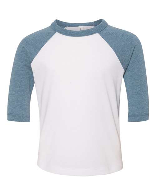 Bella + Canvas 3200T Toddler 3/4-Sleeve Baseball T-Shirt #color_WHITE/ DENIM