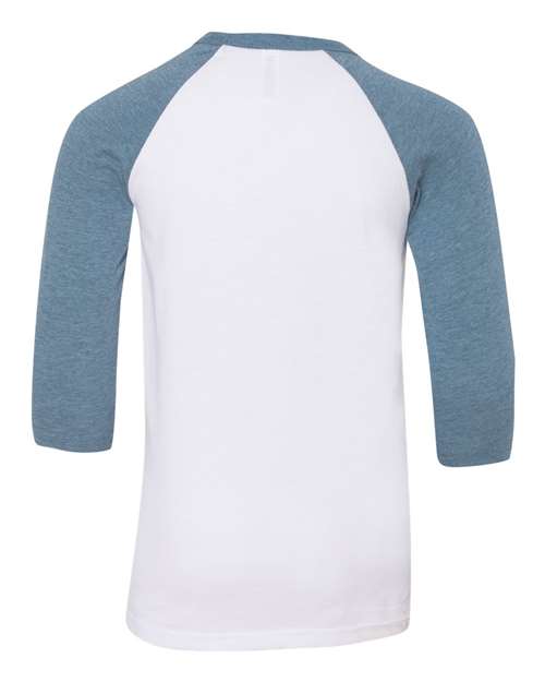 Bella + Canvas 3200Y Youth 3/4-Sleeve Baseball T-Shirt #color_WHITE/ DENIM