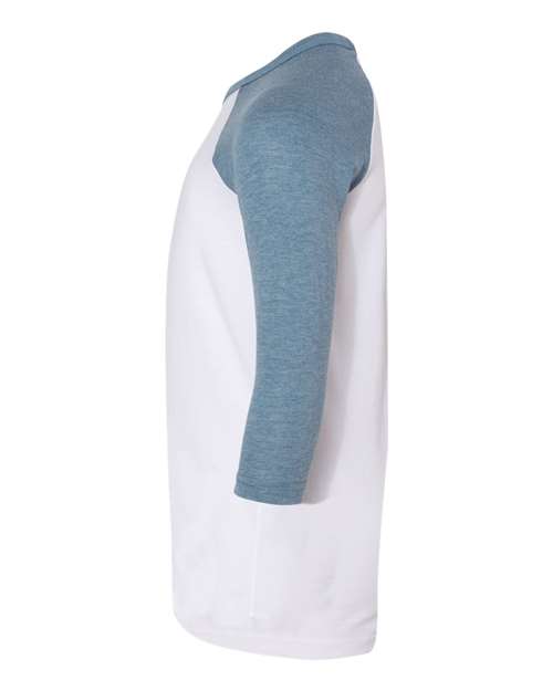 Bella + Canvas 3200Y Youth 3/4-Sleeve Baseball T-Shirt #color_WHITE/ DENIM
