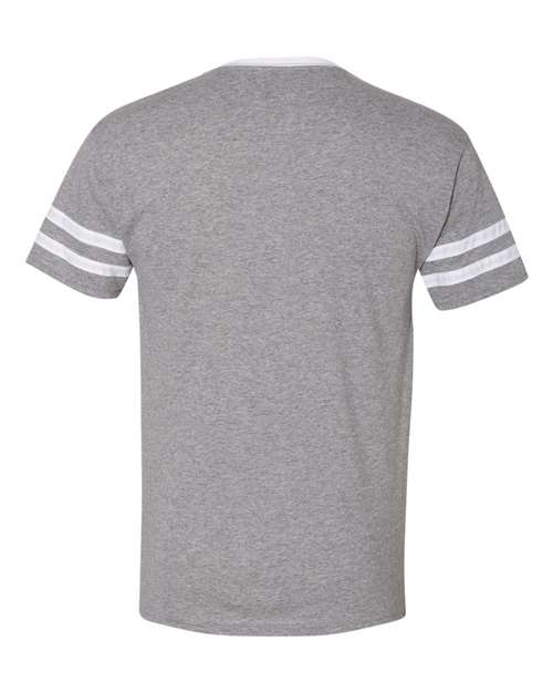 Jerzees 602MR Adult TRI-BLEND Varsity Ringer T-Shirt #color_OXFORD/ WHITE