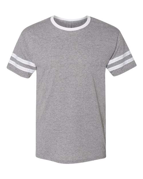 Jerzees 602MR Adult TRI-BLEND Varsity Ringer T-Shirt #color_OXFORD/ WHITE