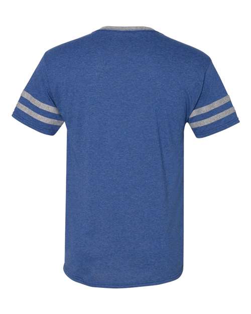 Jerzees 602MR Adult TRI-BLEND Varsity Ringer T-Shirt #color_TRU BLU HTH/ OXF