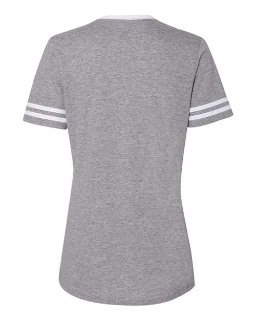 Jerzees 602WVR Ladies' TRI-BLEND Varsity V-Neck T-Shirt #color_OXFORD/ WHITE